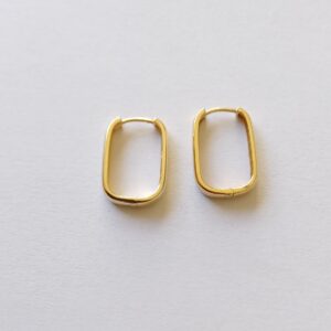 Rectangular Harp Huggie Earrings (9ct Yellow Gold)
