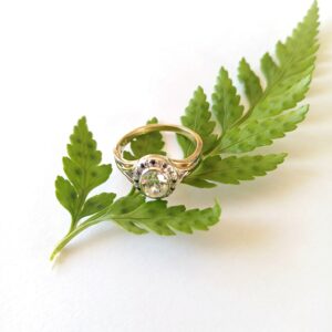 Two-Tone Halo Diamond Ring